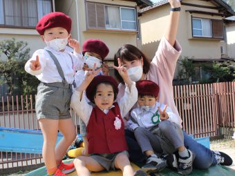 久しぶりの幼稚園、朝から元気一杯です！