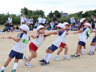 年中さん、年長さんの綱引き
